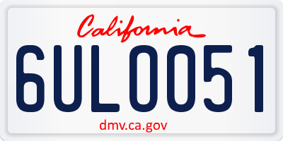 CA license plate 6ULO051