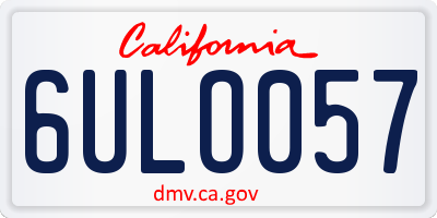 CA license plate 6ULO057