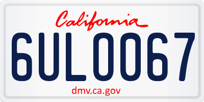 CA license plate 6ULO067