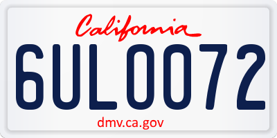 CA license plate 6ULO072