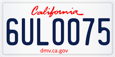 CA license plate 6ULO075