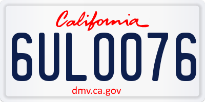 CA license plate 6ULO076