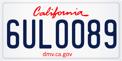 CA license plate 6ULO089