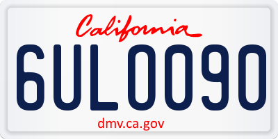 CA license plate 6ULO090