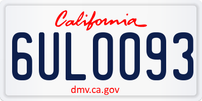 CA license plate 6ULO093