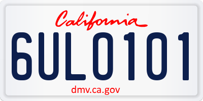 CA license plate 6ULO101