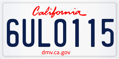 CA license plate 6ULO115