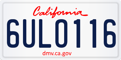 CA license plate 6ULO116