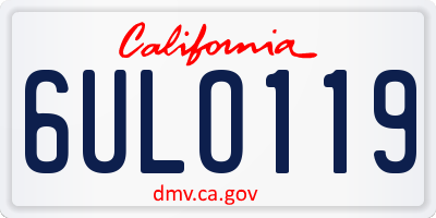CA license plate 6ULO119