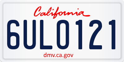 CA license plate 6ULO121