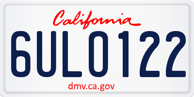 CA license plate 6ULO122