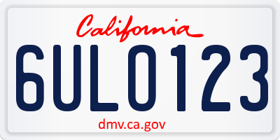 CA license plate 6ULO123