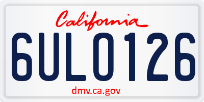 CA license plate 6ULO126