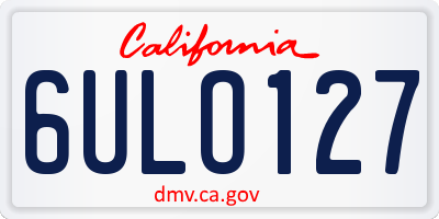 CA license plate 6ULO127