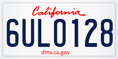 CA license plate 6ULO128