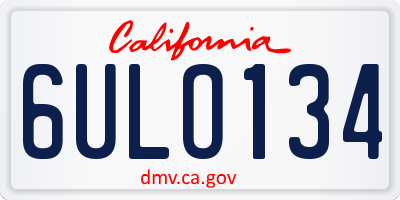 CA license plate 6ULO134