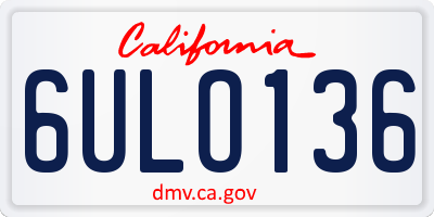 CA license plate 6ULO136