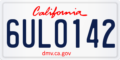 CA license plate 6ULO142