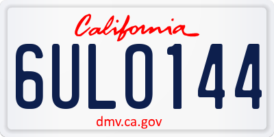 CA license plate 6ULO144