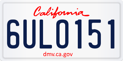 CA license plate 6ULO151