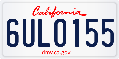 CA license plate 6ULO155