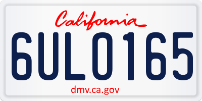 CA license plate 6ULO165