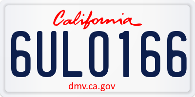 CA license plate 6ULO166