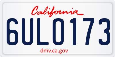 CA license plate 6ULO173