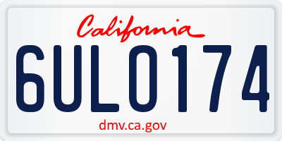 CA license plate 6ULO174