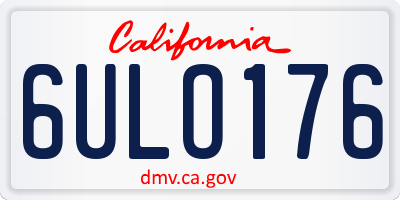 CA license plate 6ULO176