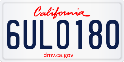 CA license plate 6ULO180