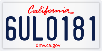 CA license plate 6ULO181