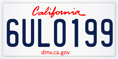 CA license plate 6ULO199