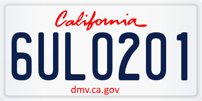 CA license plate 6ULO201
