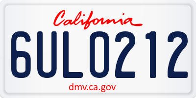 CA license plate 6ULO212