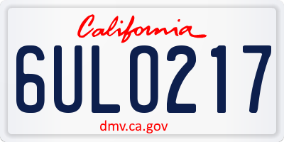 CA license plate 6ULO217