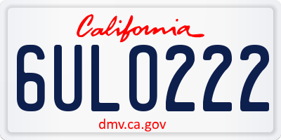 CA license plate 6ULO222