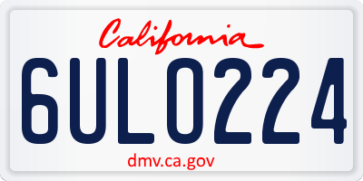 CA license plate 6ULO224