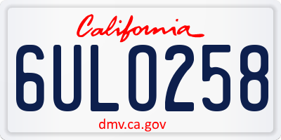 CA license plate 6ULO258