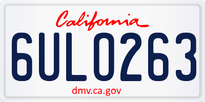 CA license plate 6ULO263