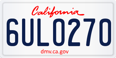 CA license plate 6ULO270