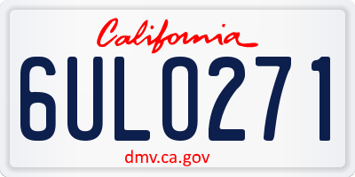 CA license plate 6ULO271