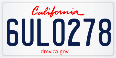 CA license plate 6ULO278