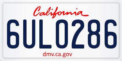 CA license plate 6ULO286