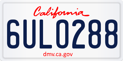 CA license plate 6ULO288
