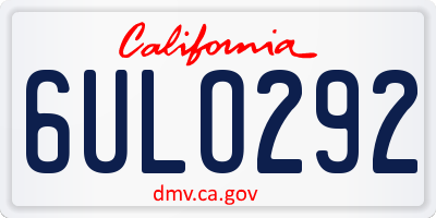 CA license plate 6ULO292