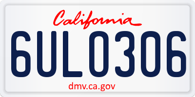 CA license plate 6ULO306