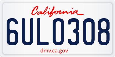 CA license plate 6ULO308