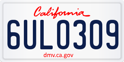 CA license plate 6ULO309