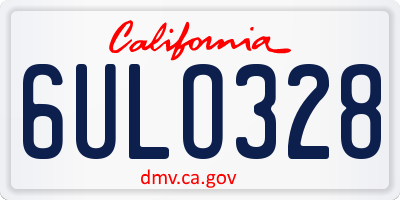 CA license plate 6ULO328